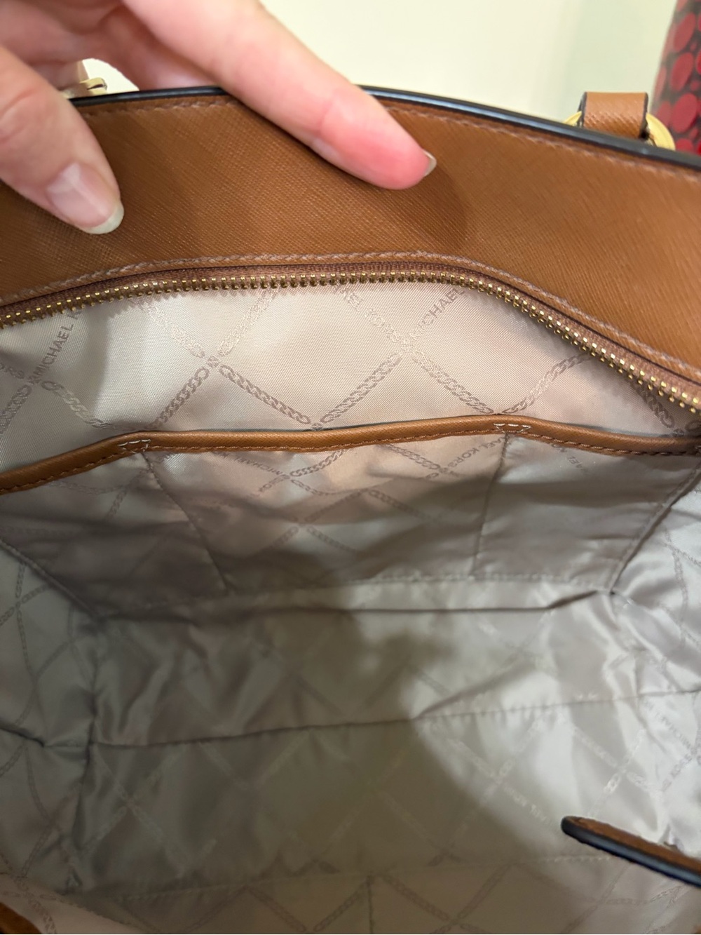 Michael Kors Light Brown Joey Saffiano Leather Medium Pocket Tote - Picture 10 of 17